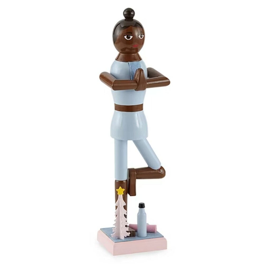Wooden Christmas Nutcracker, 14", AFRICAN AMERICAN YOGA FEMALE/GIRL, YOGI 609,NP